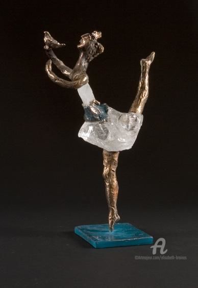 Sculpture titled "Arabesque a l'oiseau" by Elisabeth Brainos, Original Artwork, Bronze