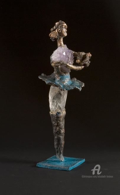 Sculpture titled "Femme et enfant" by Elisabeth Brainos, Original Artwork, Bronze