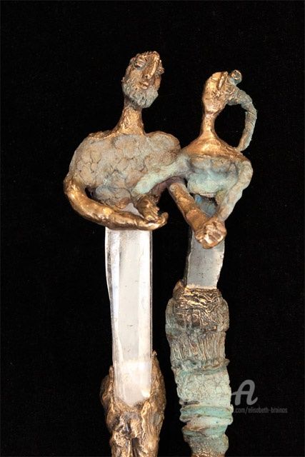 Sculpture titled "Danser côte à côte" by Elisabeth Brainos, Original Artwork, Bronze