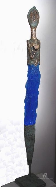 Escultura intitulada "Idole bleue" por Elisabeth Brainos, Obras de arte originais, Bronze