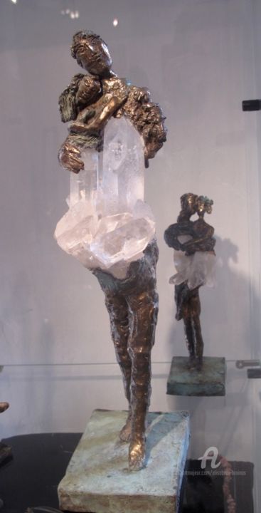 Sculpture intitulée "Couple tendre" par Elisabeth Brainos, Œuvre d'art originale, Bronze
