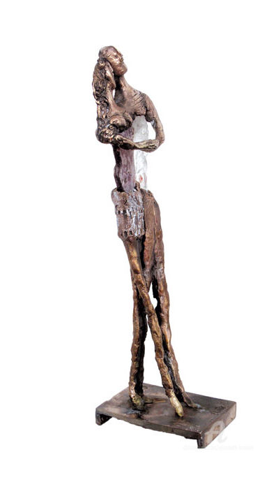 Sculpture intitulée "Couple rêveur" par Elisabeth Brainos, Œuvre d'art originale, Bronze