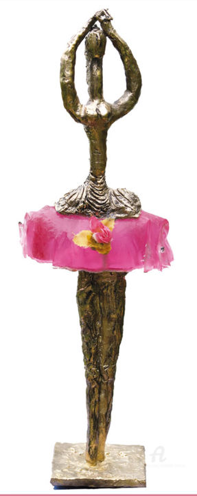 Skulptur mit dem Titel "La vie en rose" von Elisabeth Brainos, Original-Kunstwerk, Bronze