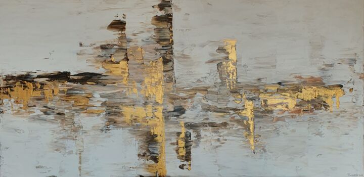 Malerei mit dem Titel "Spiegelungen" von Elisabeth Burmester, Original-Kunstwerk, Acryl