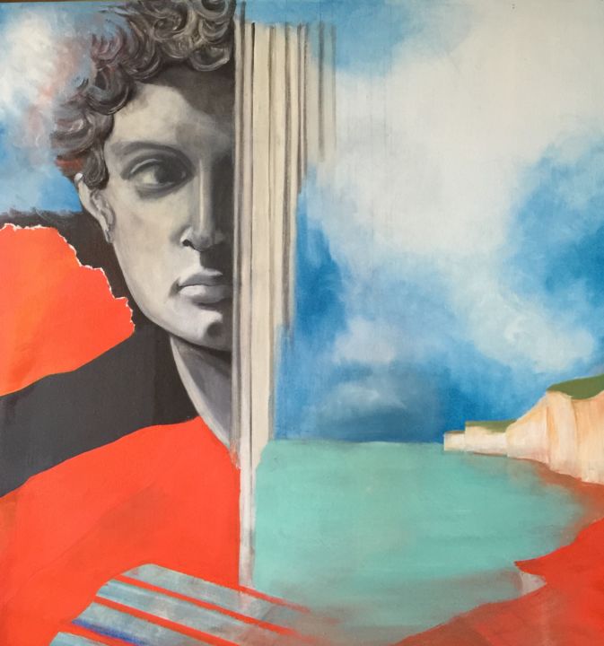 Peinture intitulée "Apollon in Brighton" par Elisabeth Carli, Œuvre d'art originale, Huile