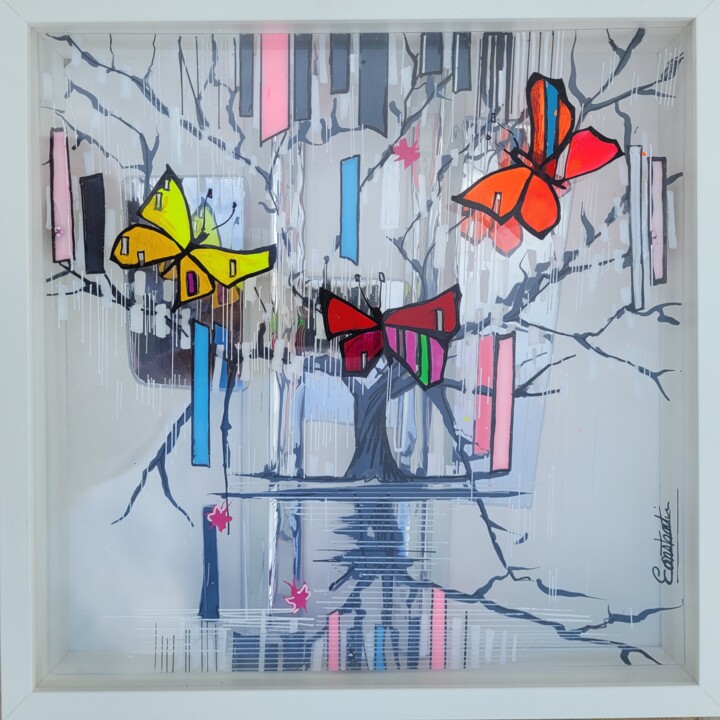 Malarstwo zatytułowany „Les papillons 🦋” autorstwa Elisabeth Constantin, Oryginalna praca, Akryl