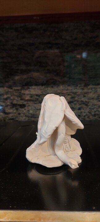 Sculpture titled "Carole's white elep…" by Elisabeth Fabre Derulliere, Original Artwork, Polymer clay