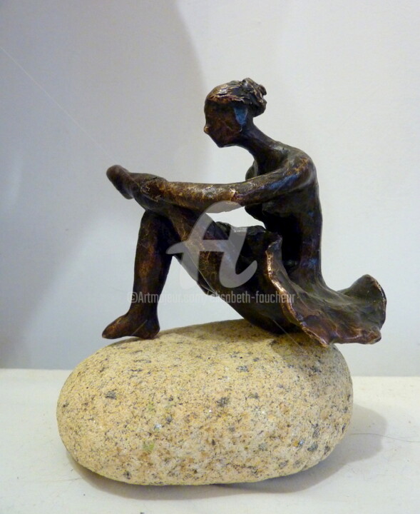 Sculpture titled ""Danseuse galet"" by Elisabeth Faucheur, Original Artwork, Metals