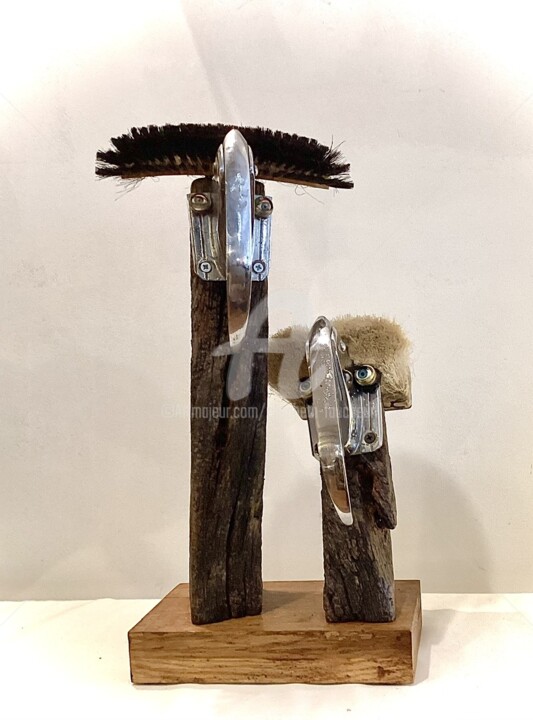 Sculpture titled "« Les brosses »" by Elisabeth Faucheur, Original Artwork, Wood