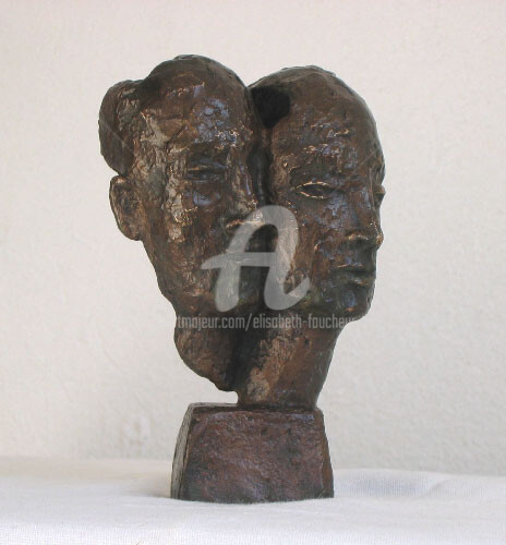 Sculpture intitulée "tête à tête II" par Elisabeth Faucheur, Œuvre d'art originale, Métaux