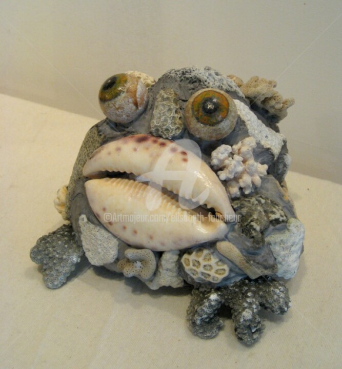 Sculpture titled ""Crapaud corail"" by Elisabeth Faucheur, Original Artwork, Other