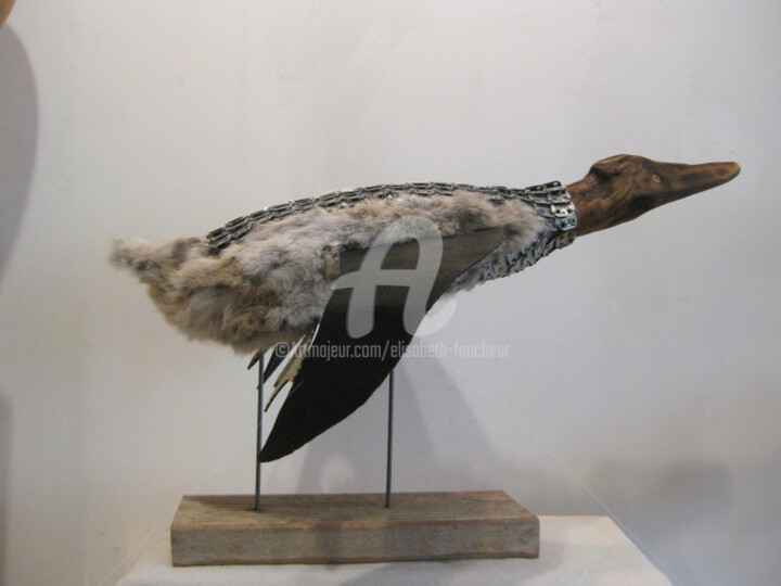 Sculpture titled ""Canard à poils"" by Elisabeth Faucheur, Original Artwork, Other