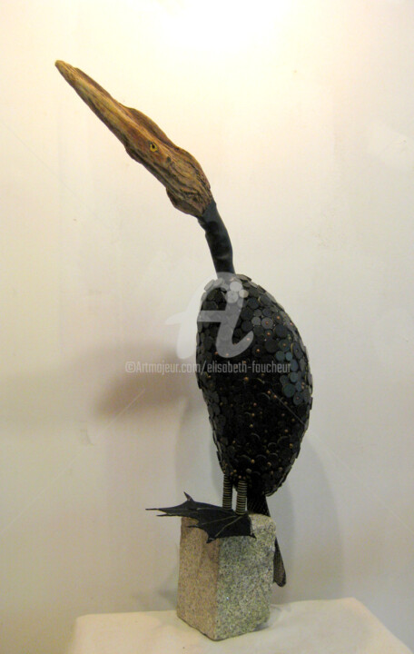 Sculpture intitulée ""Corbeau des mers"" par Elisabeth Faucheur, Œuvre d'art originale, Autre