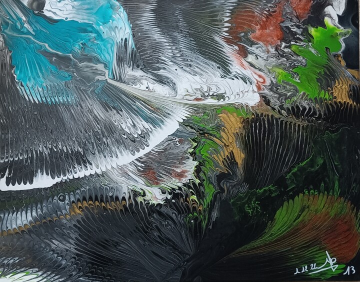 Pintura titulada "Mer en folie" por Elisabeth Gataux, Obra de arte original, Acrílico