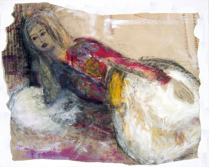 Peinture intitulée "femme-allongee-3.jpg" par Elisabeth Girard, Œuvre d'art originale