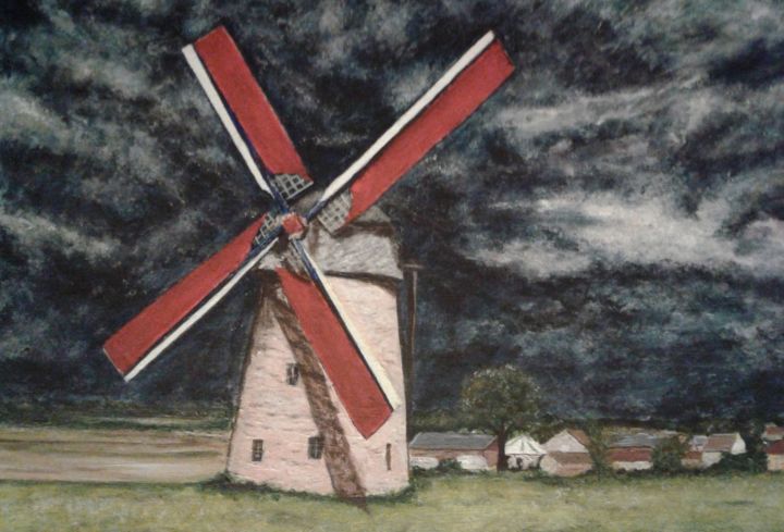 Malerei mit dem Titel "Moulin rouge" von Elisabeth Holzschuch, Original-Kunstwerk, Acryl