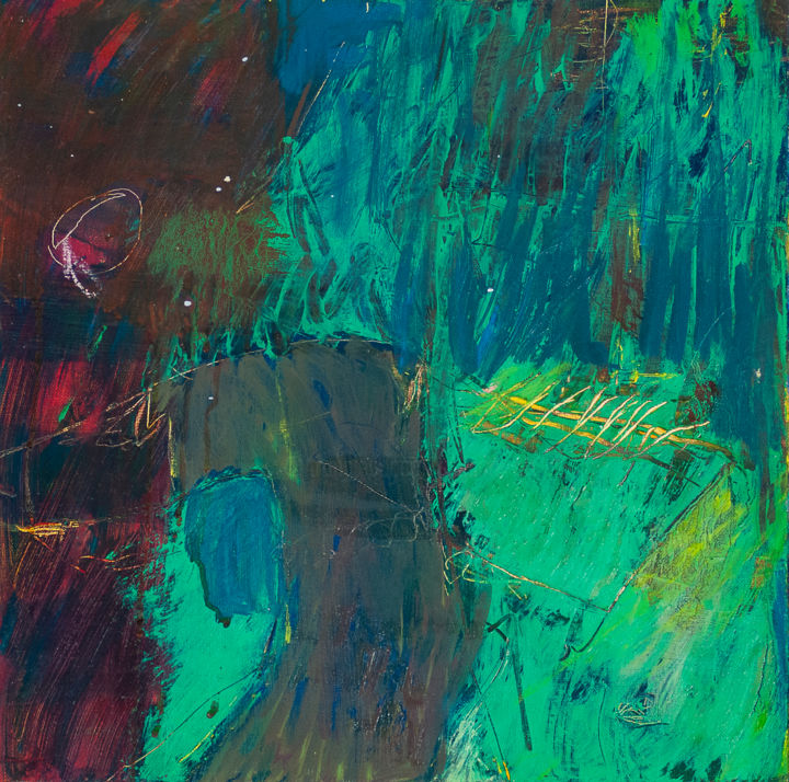 Painting titled "abstract green.jpg" by Elisabeth Laplante, Original Artwork, Oil