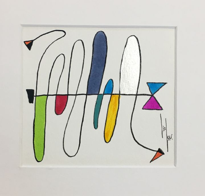 Peinture intitulée "Lacets" par Lis-Lev., Œuvre d'art originale, Encre
