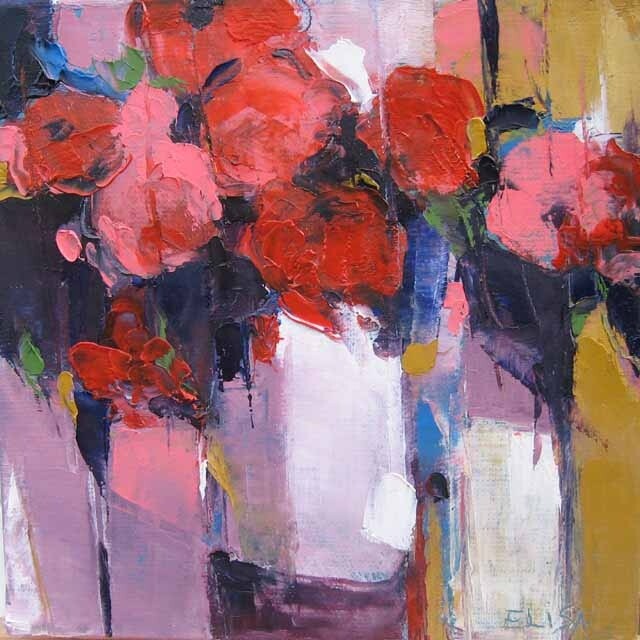 Pittura intitolato "Bouquet rose" da Elisabeth Montreuil, Opera d'arte originale, Olio