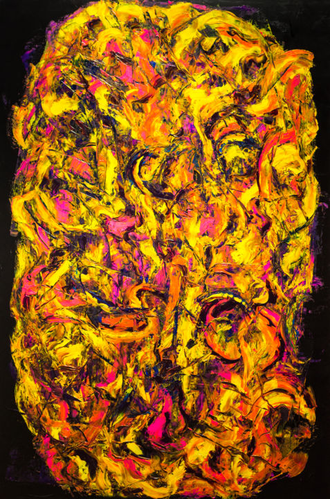 Картина под названием "Cervelle en ébuliti…" - Elisabeth Vaz, Подлинное произведение искусства, Масло Установлен на Деревянн…
