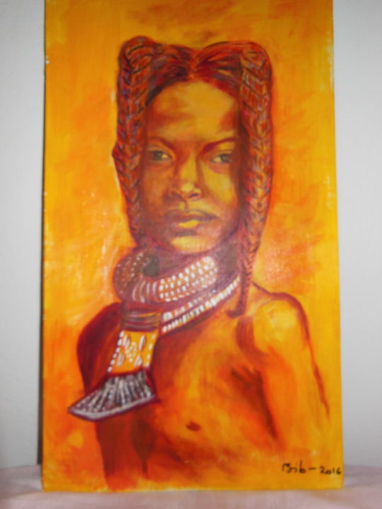 Pintura intitulada "african-kid.jpg" por Bib, Obras de arte originais