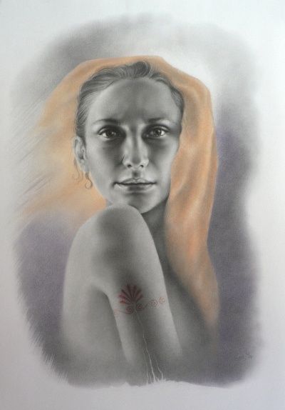 Dibujo titulada "Portraitzeichnung" por Lisa, Obra de arte original, Otro