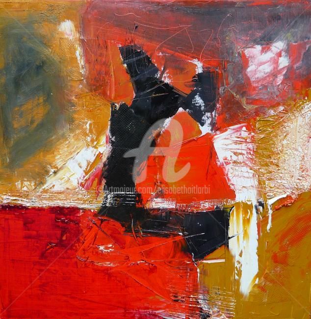Peinture intitulée "fantaisie rouge" par Elisabeth Ait Larbi-Mangourny, Œuvre d'art originale