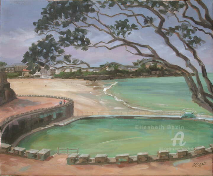 Painting titled "La piscine de la Po…" by Elisabeth Bazin, Original Artwork, Acrylic