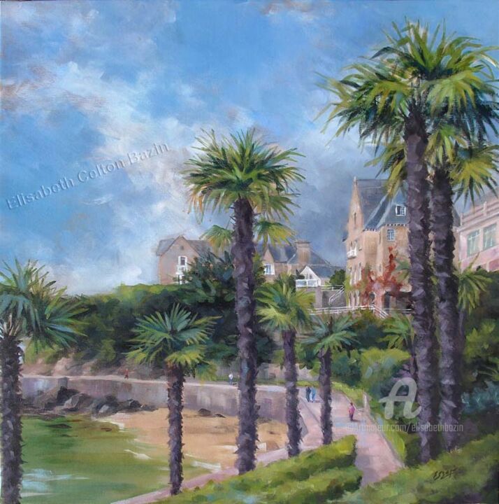 Painting titled "La promenade du Cla…" by Elisabeth Bazin, Original Artwork, Acrylic