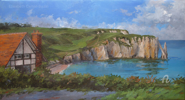 Peinture intitulée "etretat.jpg" par Elisabeth Bazin, Œuvre d'art originale, Acrylique