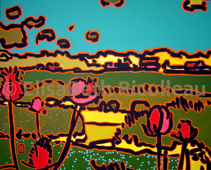 Peinture intitulée "Kerka Flowers rose" par Elisabeth Ricolleau Artiste Peintre, Œuvre d'art originale