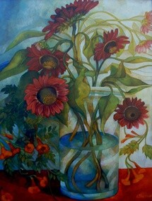Malerei mit dem Titel "natura morta con gi…" von Elisabetta Trevisan, Original-Kunstwerk