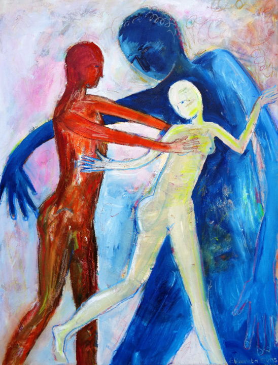 Картина под названием "Catch me and I will…" - Elisaveta Sivas, Подлинное произведение искусства, Масло