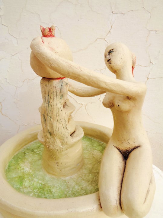 Sculpture titled "GIRL NEAR THE FOUNT…" by Elisaveta Sivas, Original Artwork, Clay