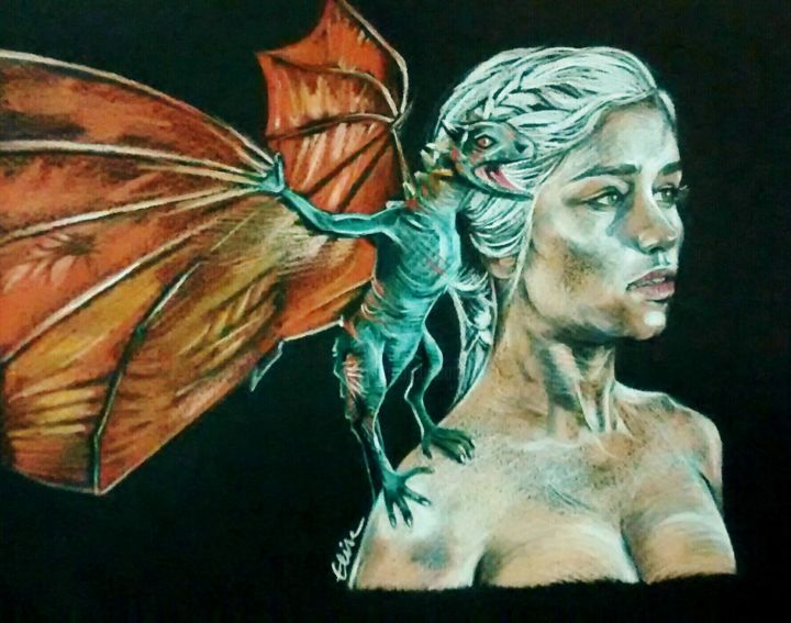 Dessin intitulée "Daenerys" par Elise Cottenot, Œuvre d'art originale, Crayon