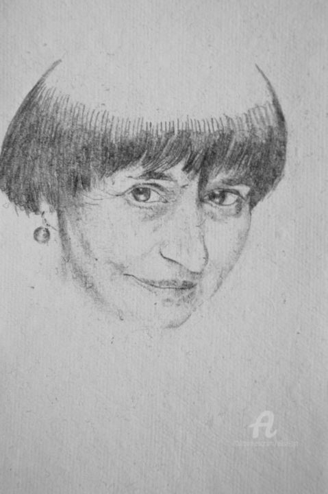 Drawing titled "Agnes Varda" by Elisetot, Original Artwork, Pencil