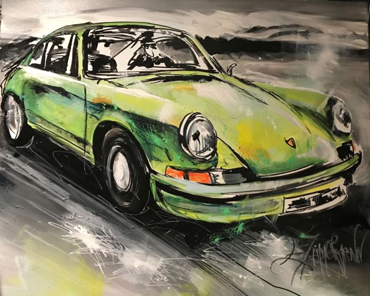 Pintura titulada "Porsche. À la ligne" por Elise Zimmermann, Obra de arte original