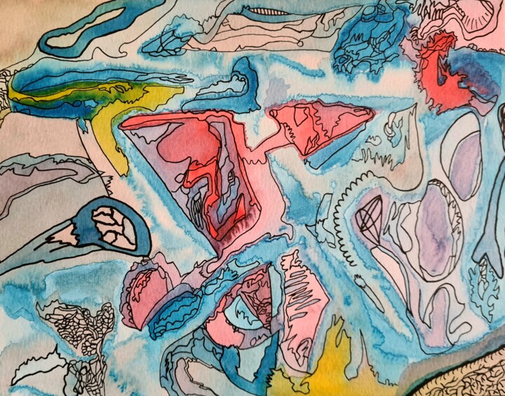 Drawing titled "Glaciers" by Elise Vincent, Original Artwork, Ink