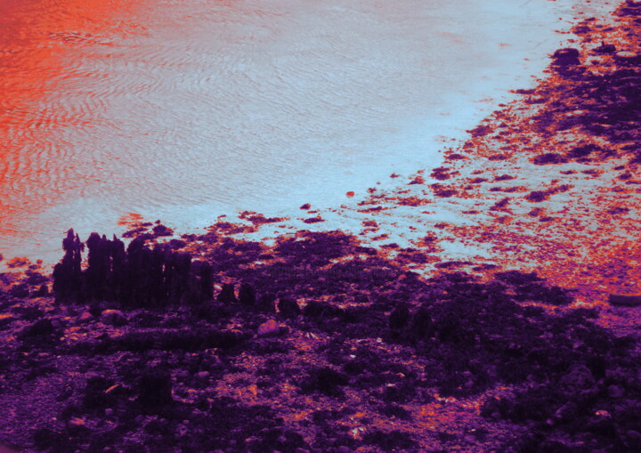 Photographie intitulée "Red Beach" par Elise Vincent, Œuvre d'art originale, Photographie numérique