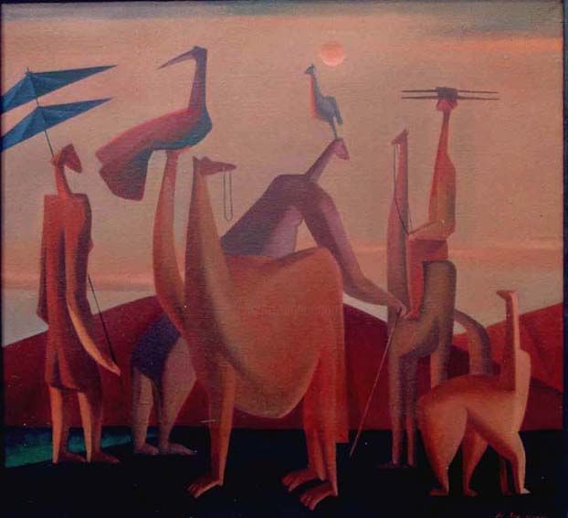 Painting titled "Parade" by Evghenii Lischin, Original Artwork, Oil