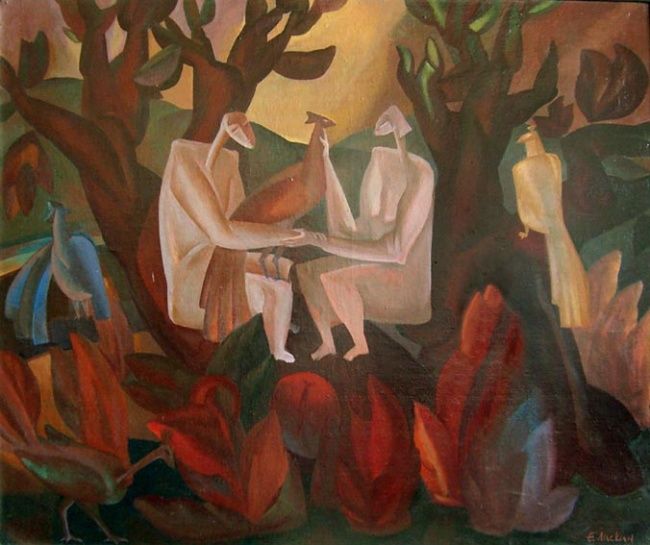 Painting titled "Idyll" by Evghenii Lischin, Original Artwork, Oil