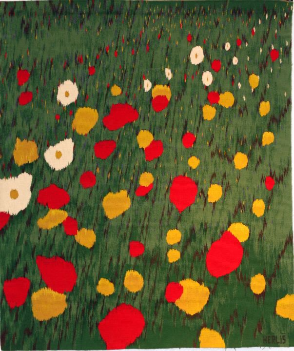 Art textile intitulée "Juin" par Elisabeth Roux, Œuvre d'art originale, Tapisserie