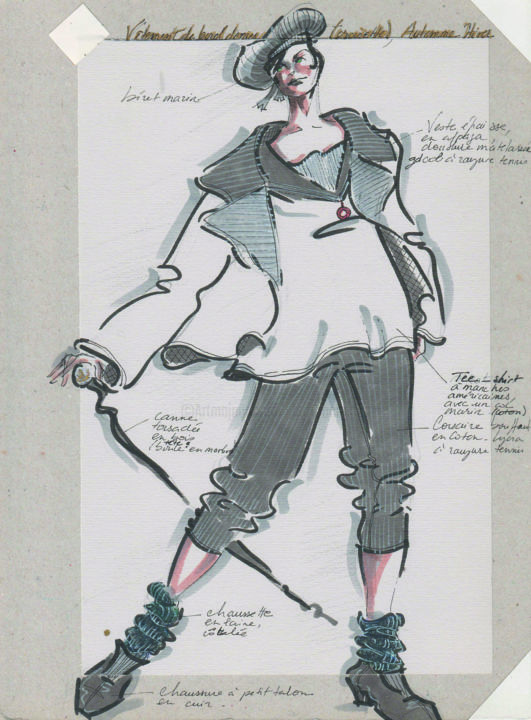 Σχέδιο με τίτλο "Dandy VI" από Elisabeth Tiffon (Eli TIFFON CUENCA), Αυθεντικά έργα τέχνης, Στυλό