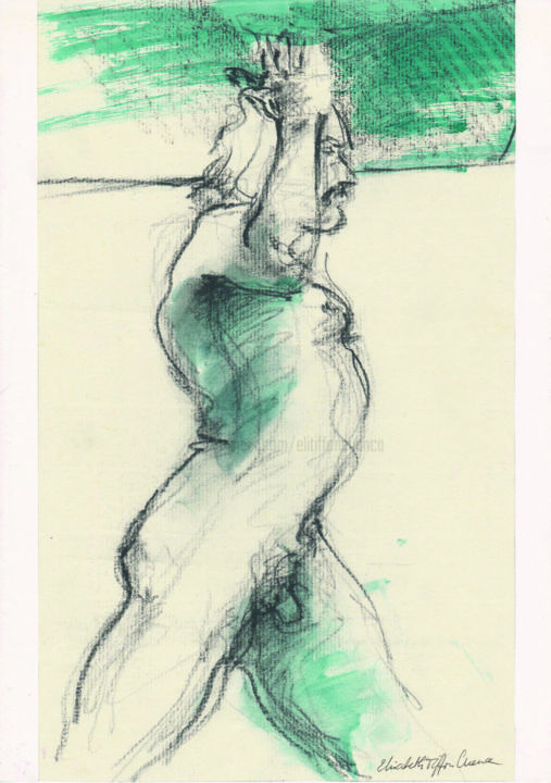 Рисунок под названием "Vercingétorix III" - Elisabeth Tiffon (Eli TIFFON CUENCA), Подлинное произведение искусства, Пастель