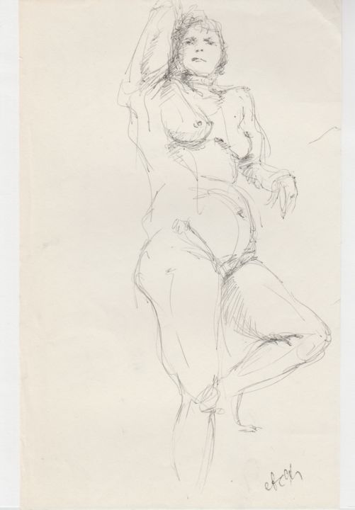 Zeichnungen mit dem Titel "Madame la Marquise I" von Elisabeth Tiffon (Eli TIFFON CUENCA), Original-Kunstwerk, Kugelschreiber