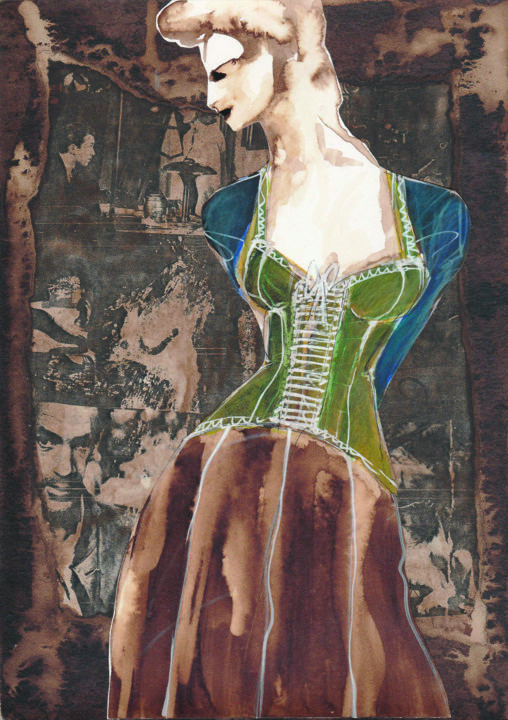 「Cécile au César IV」というタイトルの描画 Elisabeth Tiffon (Eli TIFFON CUENCA)によって, オリジナルのアートワーク, インク