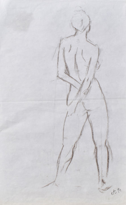 Drawing titled "La danseuse II" by Elisabeth Tiffon (Eli TIFFON CUENCA), Original Artwork, Pencil