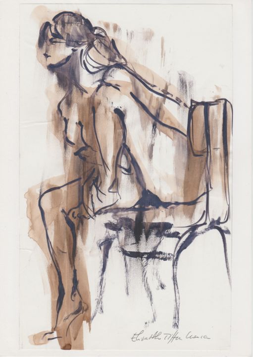 Malerei mit dem Titel "La danseuse V" von Elisabeth Tiffon (Eli TIFFON CUENCA), Original-Kunstwerk, Tinte