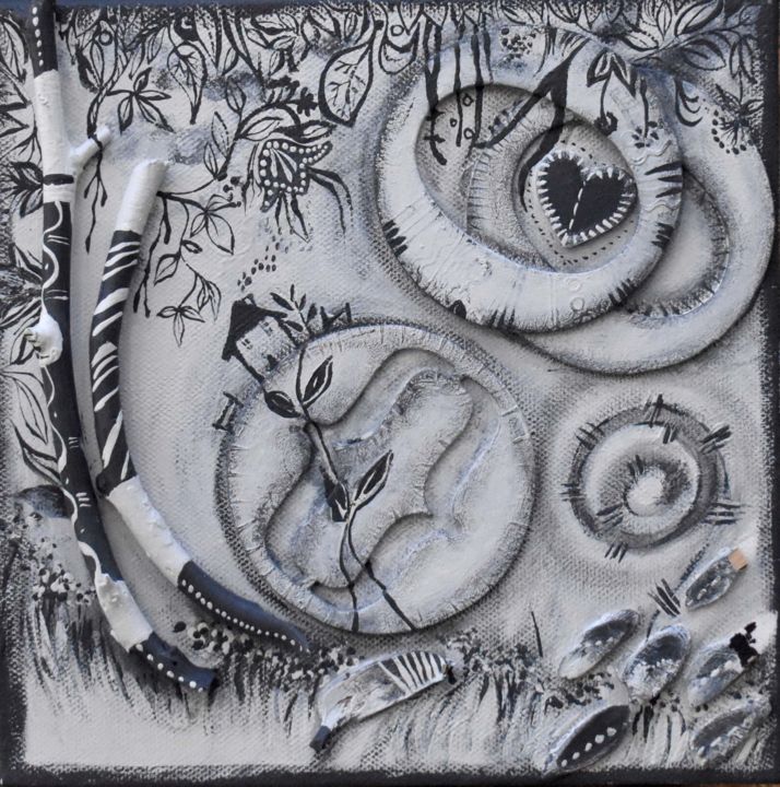 Colagens intitulada "Cosmos I" por Elisabeth Tiffon (Eli TIFFON CUENCA), Obras de arte originais, Acrílico