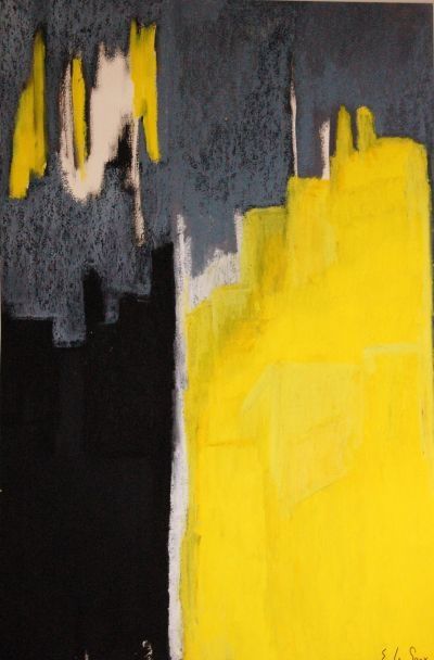 Peinture intitulée "Dans la nuit jaune…" par Elitrompe, Œuvre d'art originale, Huile